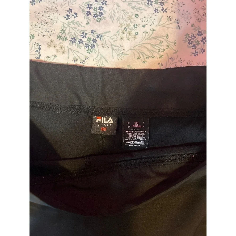 Fila Sport Golf Skort Womens 10 Black Athletic Tennis Skirt Side‎ Zip Pocket